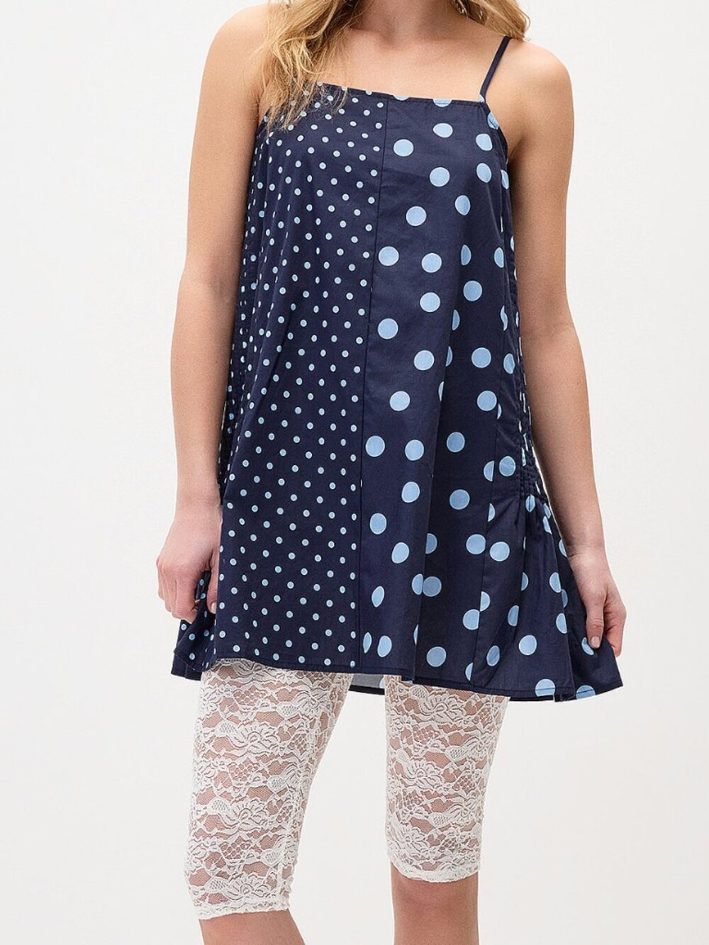 Things Between Mixed polka dots boxy-fit minidress 100% cotton
